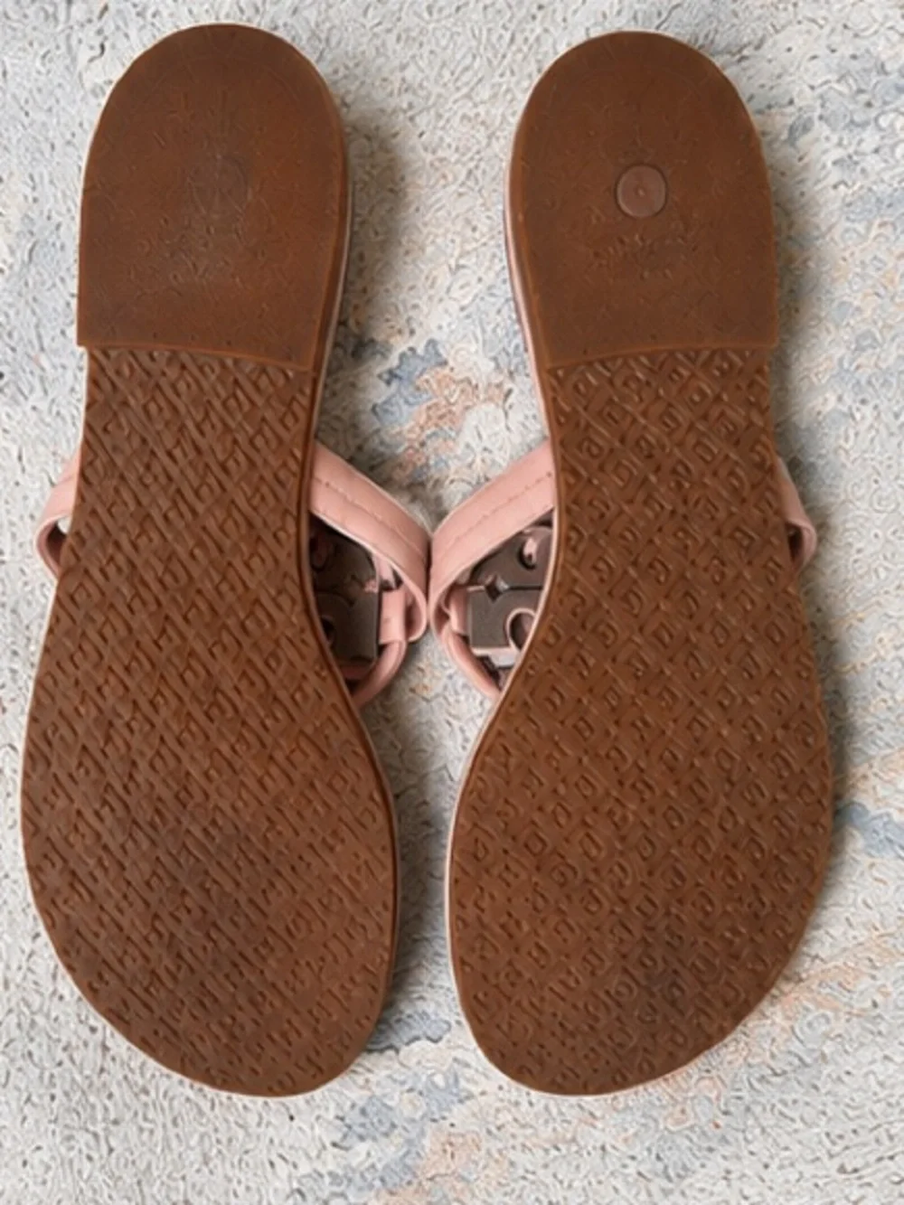 Tory Burch Miller Pavé Logo Thong Sandals Blush Pink Crystal Leather Size 10